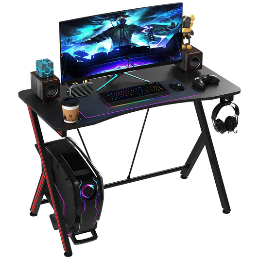 42 in Gaming Computer Desk Workstation with Headphone Hook, Large Desktop for Computer Hardware & Stable Design