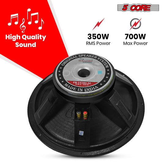 5Core 15 Inch Subwoofer Speaker 3500W Peak 8Ohm Aluminum PA Replacement DJ Sub Woofer