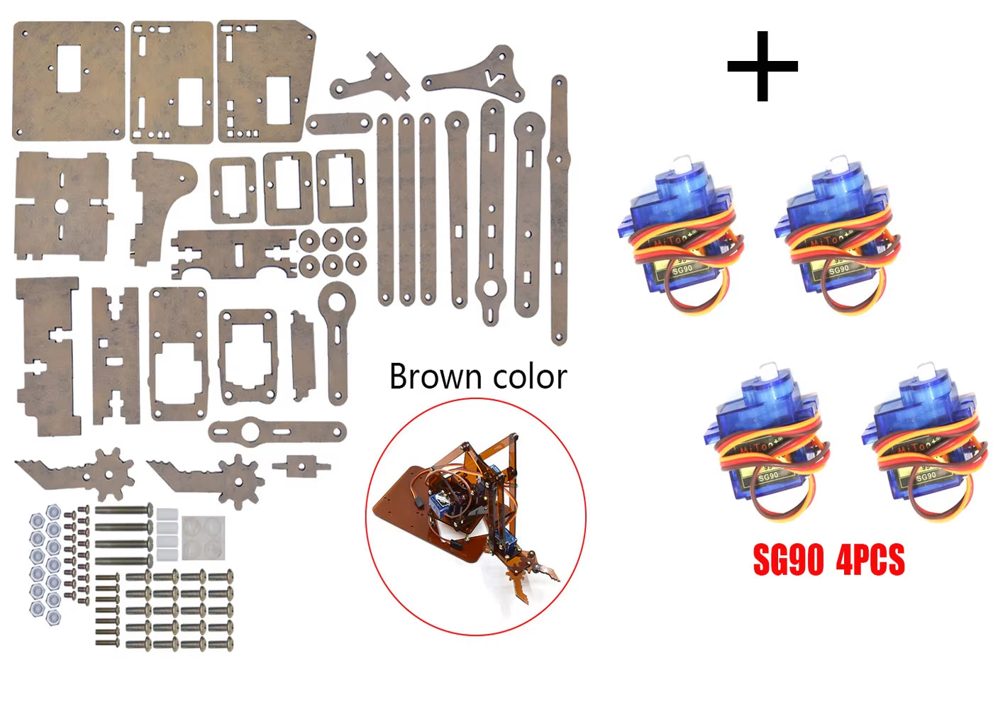 SG90 MG90S 4 Dof Unassembly Acrylic Mechanical Robot Manipulator Claw Kit for Arduino Robot Arm STEAM Kit Programming Robot Arm