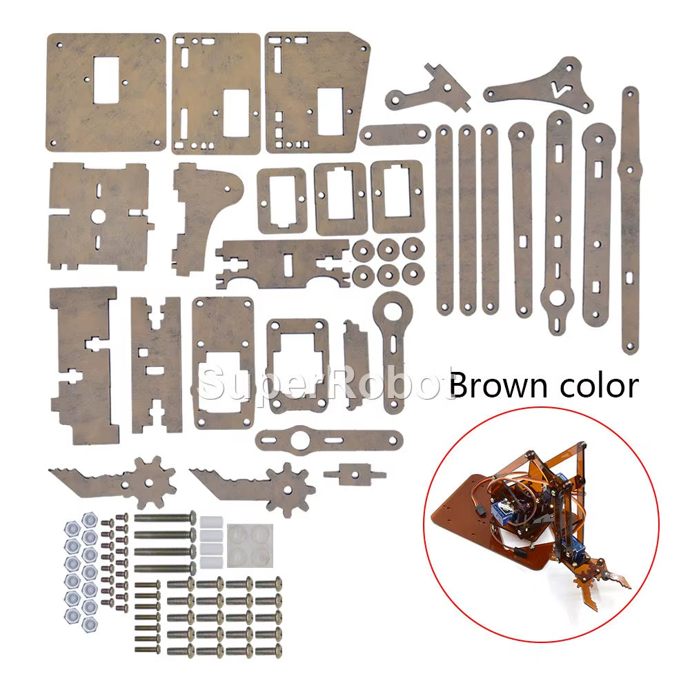 SG90 MG90S 4 Dof Unassembly Acrylic Mechanical Robot Manipulator Claw Kit for Arduino Robot Arm STEAM Kit Programming Robot Arm