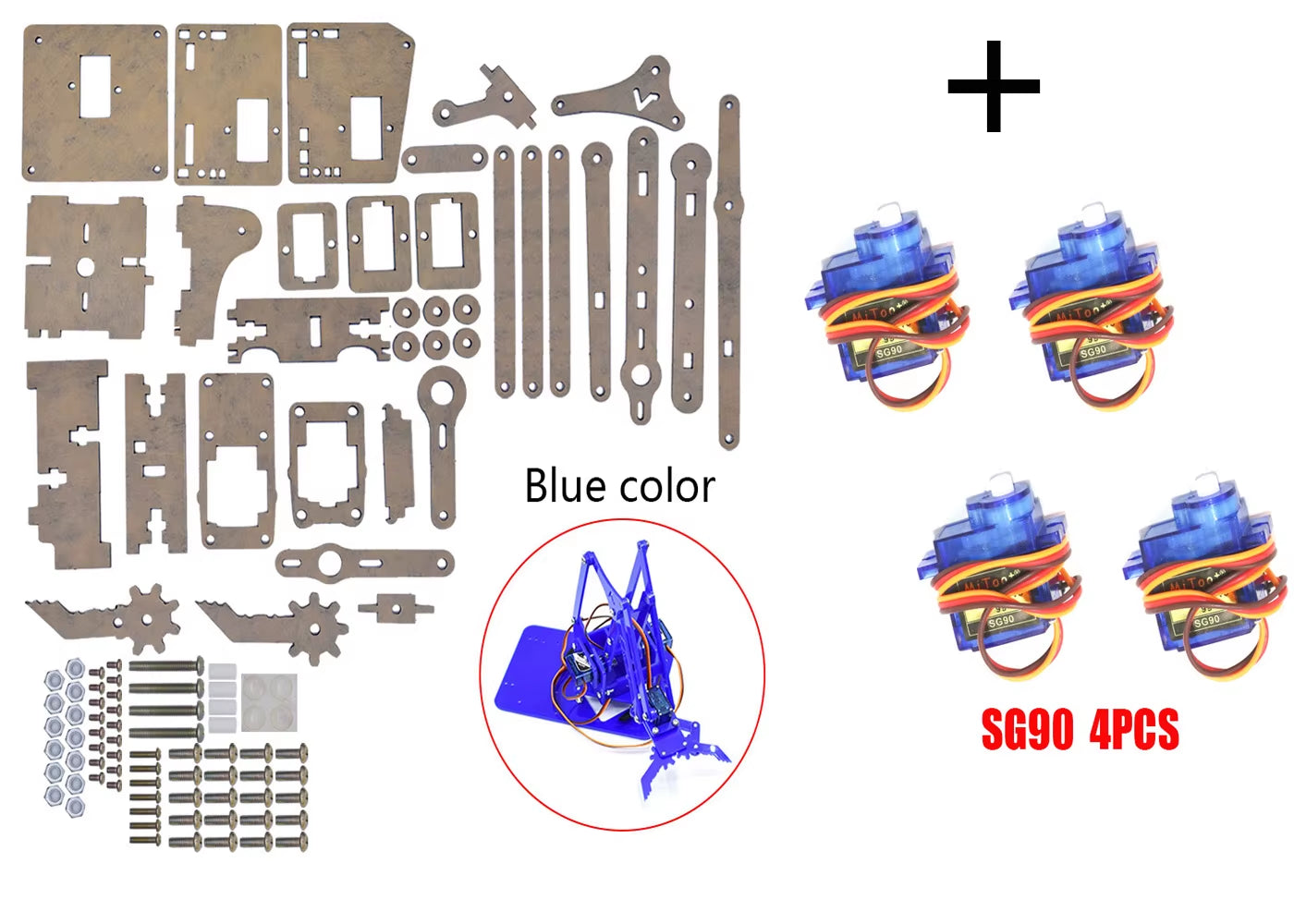 SG90 MG90S 4 Dof Unassembly Acrylic Mechanical Robot Manipulator Claw Kit for Arduino Robot Arm STEAM Kit Programming Robot Arm