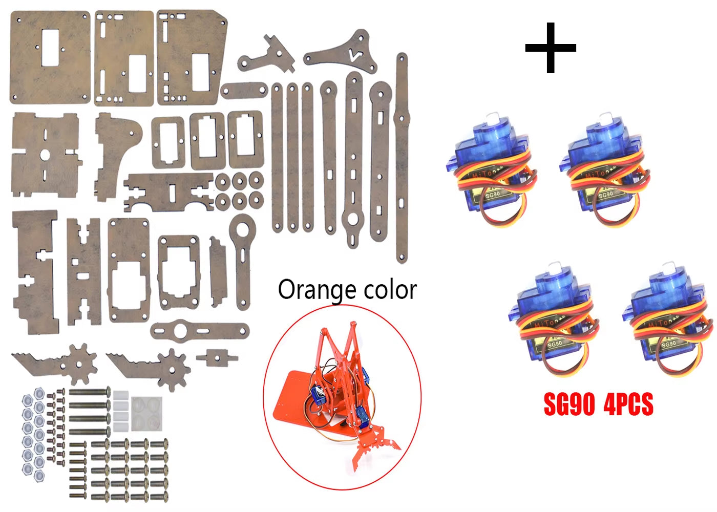 SG90 MG90S 4 Dof Unassembly Acrylic Mechanical Robot Manipulator Claw Kit for Arduino Robot Arm STEAM Kit Programming Robot Arm