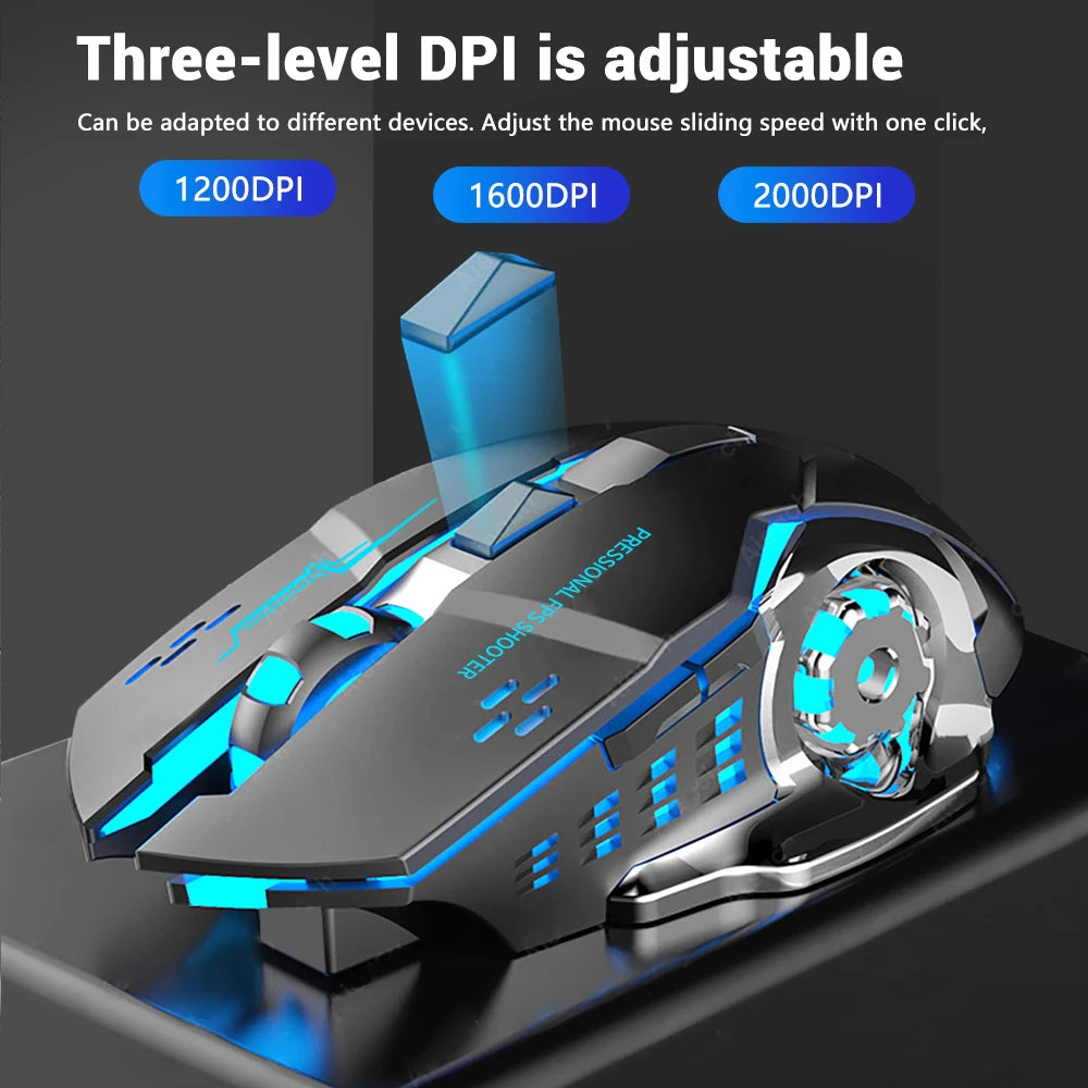 Rechargeable Wireless Mouse Gaming Computer Silent Bluetooth Mouse USB Mechanical E-Sports Backlight PC Gamer Mouse for Computer