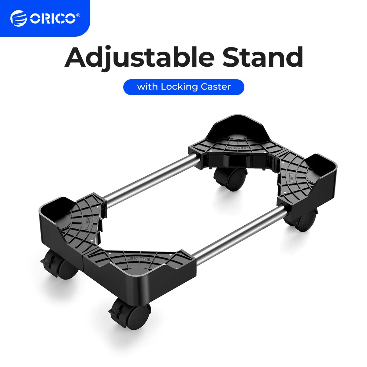 Computer Towers Stand Cart PC Cases Mobile Adjustable Computer CPU Holder with 4 Locking Caster Wheels for Gaming