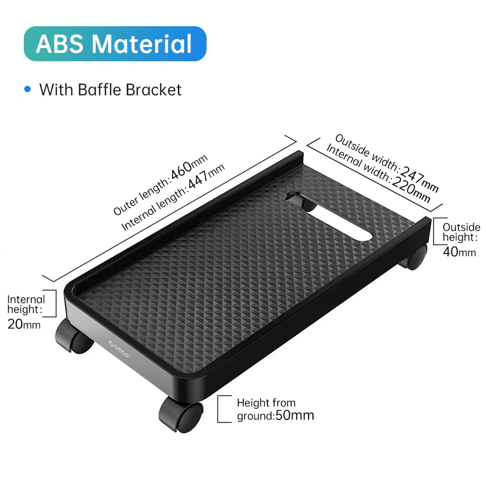 Computer Towers Stand Cart PC Cases Mobile Adjustable Computer CPU Holder with 4 Locking Caster Wheels for Gaming