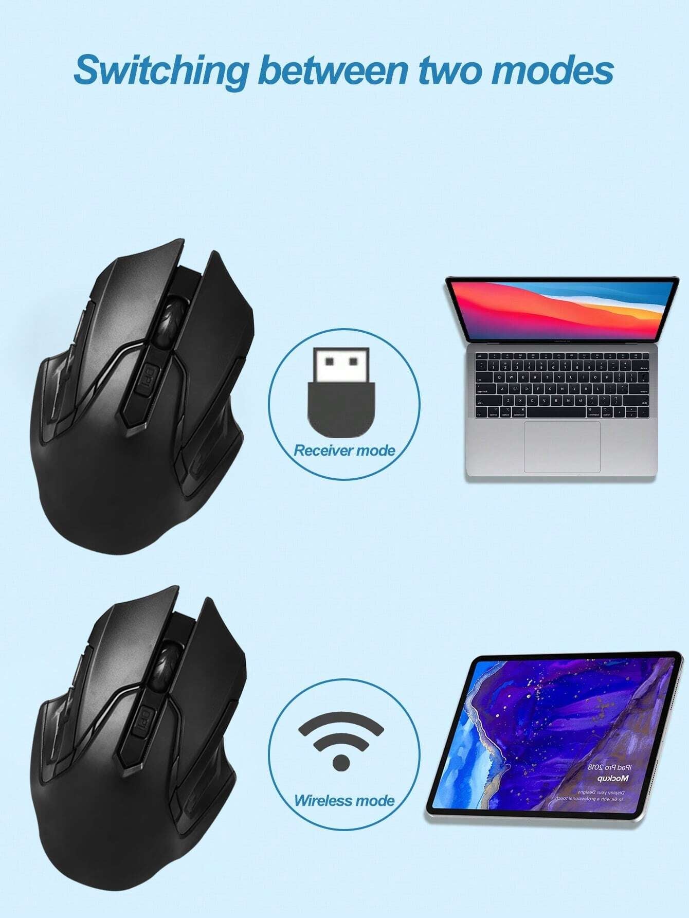 1Pc Colorblock Wireless Mouse, Computer Mouse