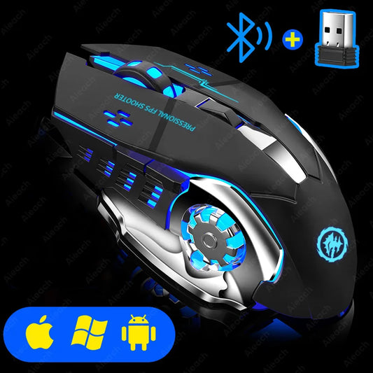 Rechargeable Wireless Mouse Gaming Computer Silent Bluetooth Mouse USB Mechanical E-Sports Backlight PC Gamer Mouse for Computer