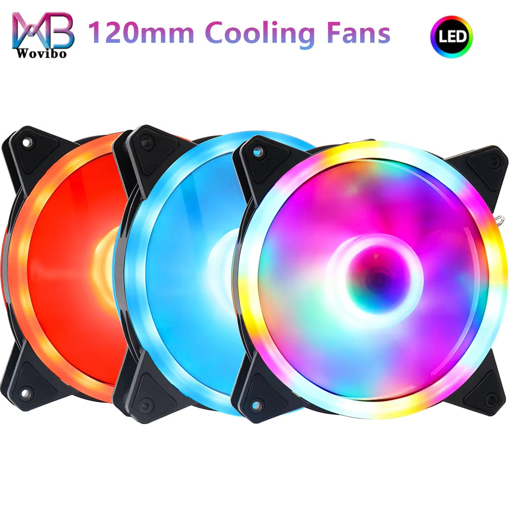 120Mm Case Fan Computer Cooling Cooler Fans Molex 3PIN Colorful Radiator for Computer Chassis 12V 12Cm Ventilador