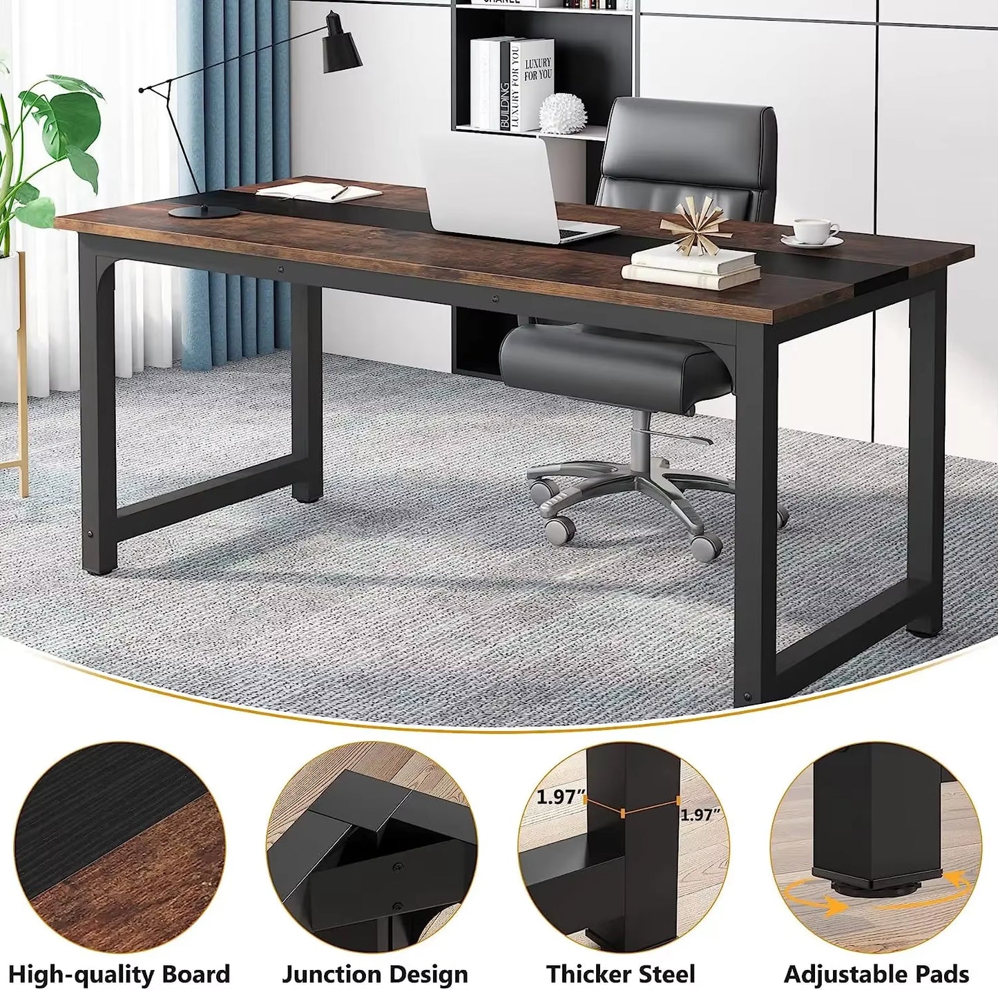 Modern Computer Desk Large Office Desk Computer Table Study Writing Desk Workstation for Home Office