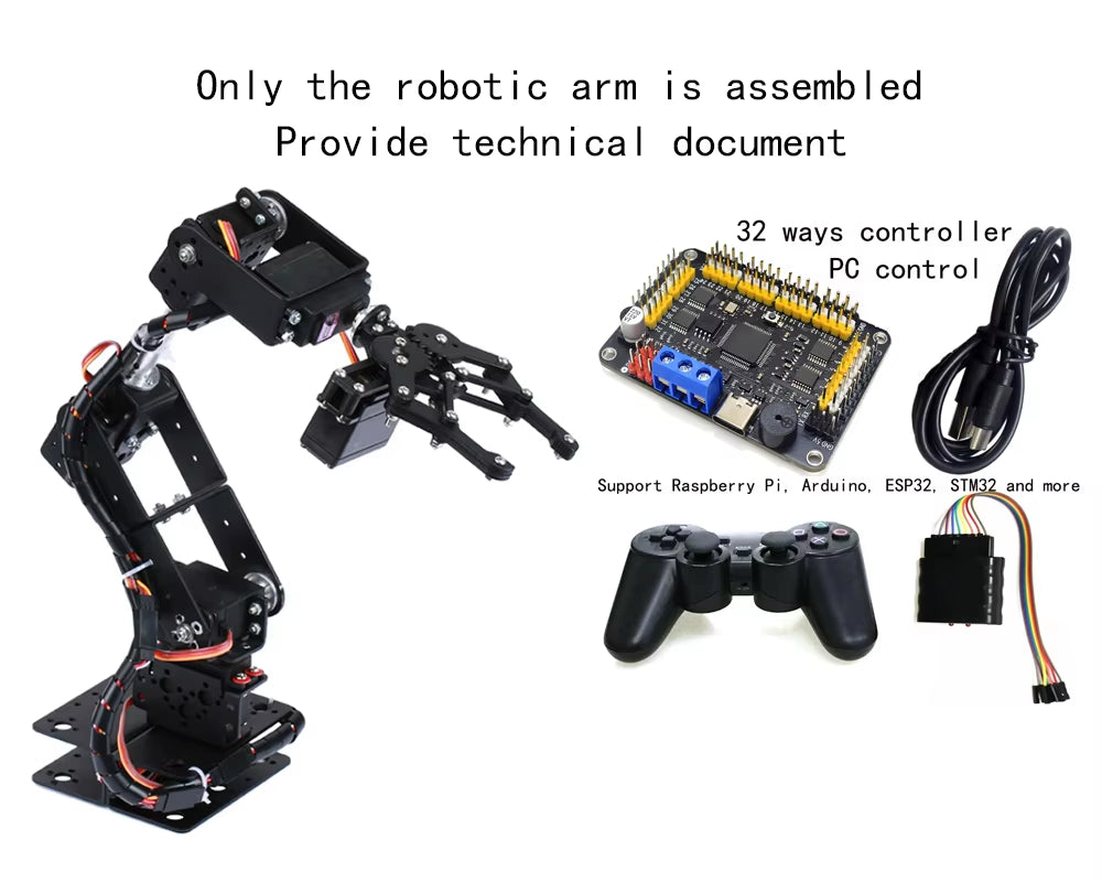 Robotic Arm Kit 6 Dof Programming Robotic Arm DIY Kit for Arduino for Raspberry Pi Robot UNO/ESP32 Open Source Code and Tutorial