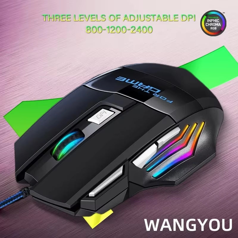 Wired Mouse with Colorful Breathing Light Suitable for Notebook Desktop Computer E-Sports Game Computer Mouse