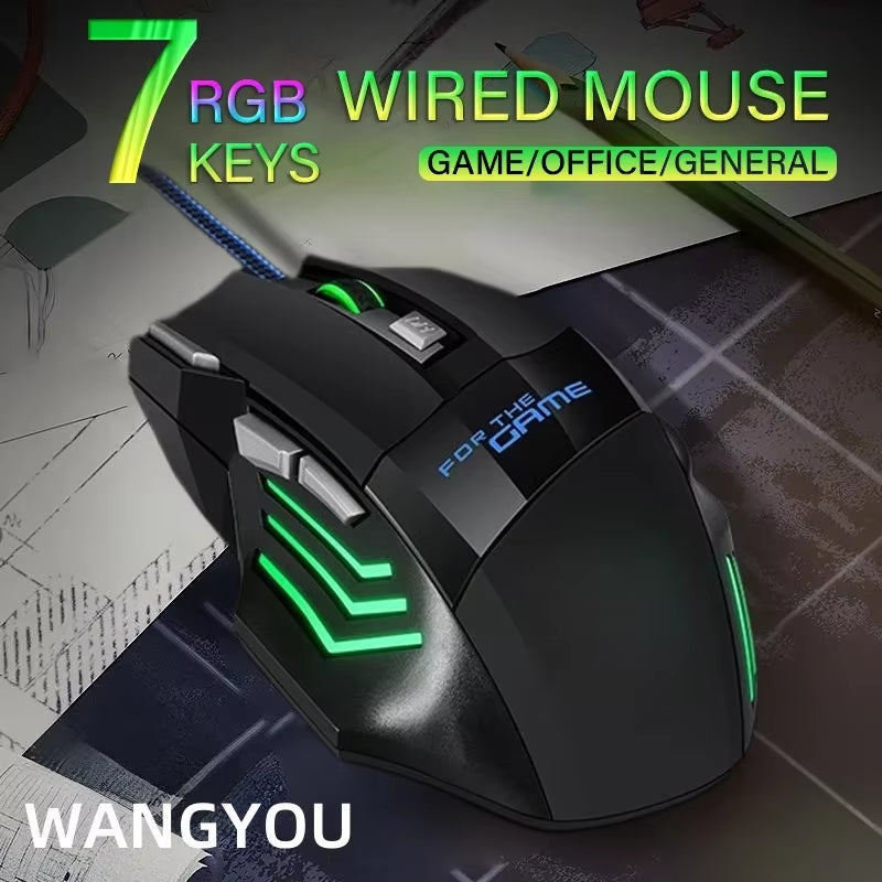 Wired Mouse with Colorful Breathing Light Suitable for Notebook Desktop Computer E-Sports Game Computer Mouse