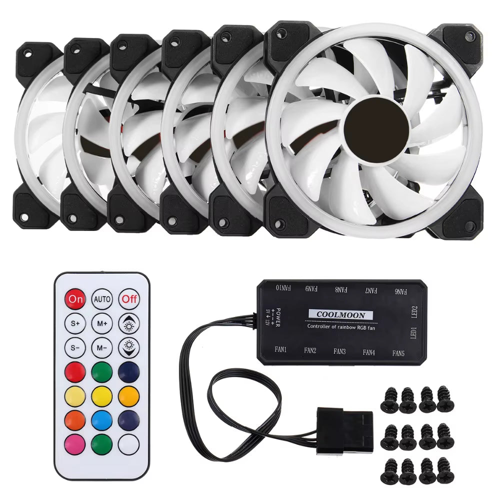 Computer Case PC Cooling Fan RGB Adjust LED 120Mm Quiet + IR Remote New Computer Cooler Cooling RGB Case Fan for CPU