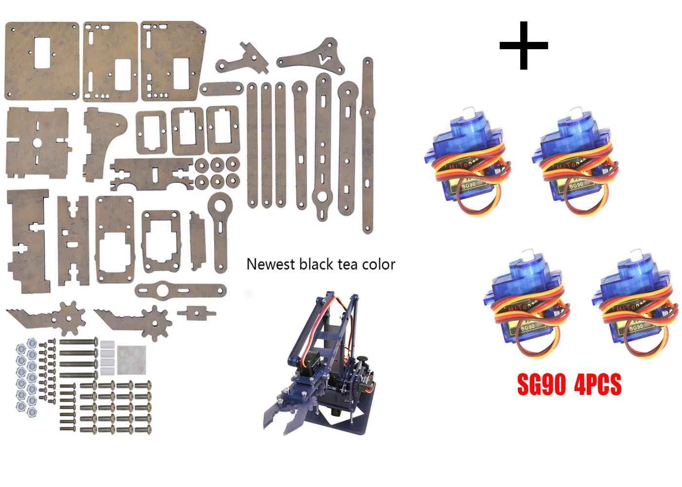 SG90 MG90S 4 Dof Unassembly Acrylic Mechanical Robot Manipulator Claw Kit for Arduino Robot Arm STEAM Kit Programming Robot Arm