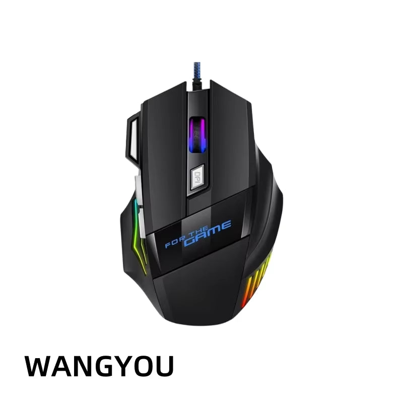 Wired Mouse with Colorful Breathing Light Suitable for Notebook Desktop Computer E-Sports Game Computer Mouse