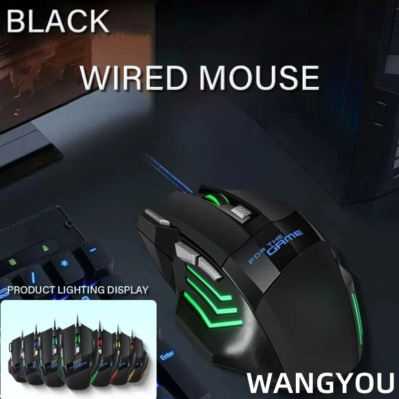 Wired Mouse with Colorful Breathing Light Suitable for Notebook Desktop Computer E-Sports Game Computer Mouse