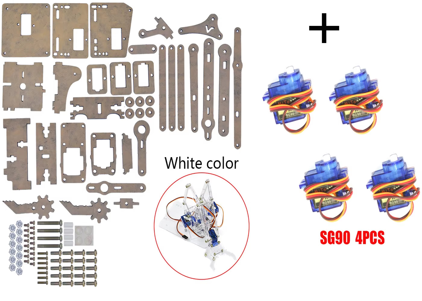 SG90 MG90S 4 Dof Unassembly Acrylic Mechanical Robot Manipulator Claw Kit for Arduino Robot Arm STEAM Kit Programming Robot Arm