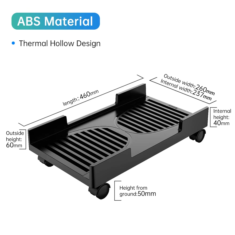 Computer Towers Stand Cart PC Cases Mobile Adjustable Computer CPU Holder with 4 Locking Caster Wheels for Gaming