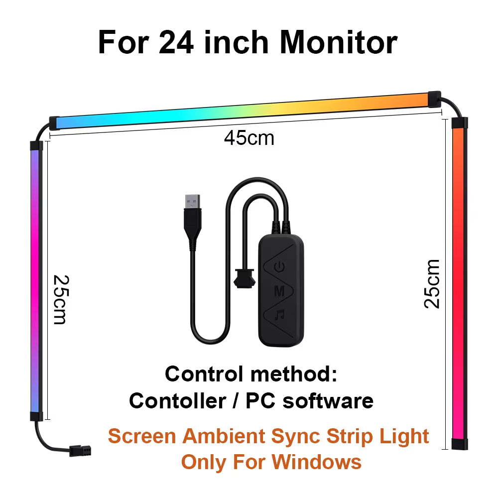 Smart Ambient TV PC Display Sync Computer Monitor Backlight LED Strip Light RGB Color DIY Game Holiday Atmosphere Computer