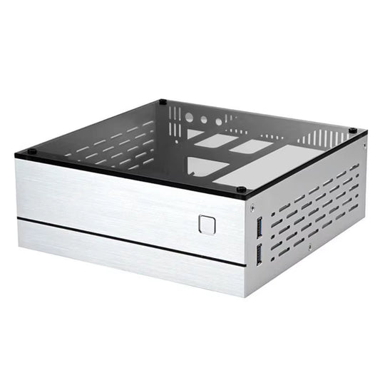 B01 Mini ITX Computer Case Chassis Aluminum/Glass Briefcase Home Theater AC-DC HTPC Computer Box Desktop PC Enclosure