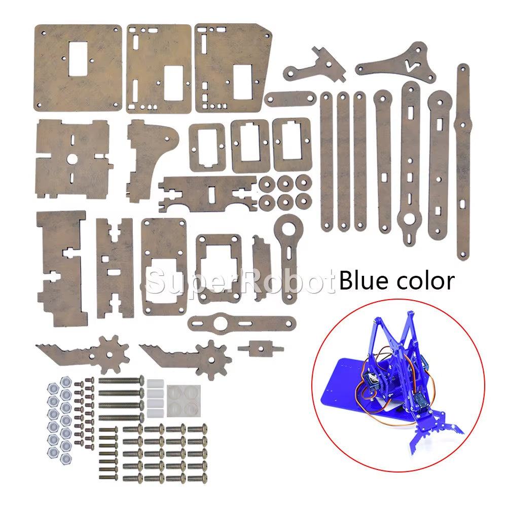 SG90 MG90S 4 Dof Unassembly Acrylic Mechanical Robot Manipulator Claw Kit for Arduino Robot Arm STEAM Kit Programming Robot Arm