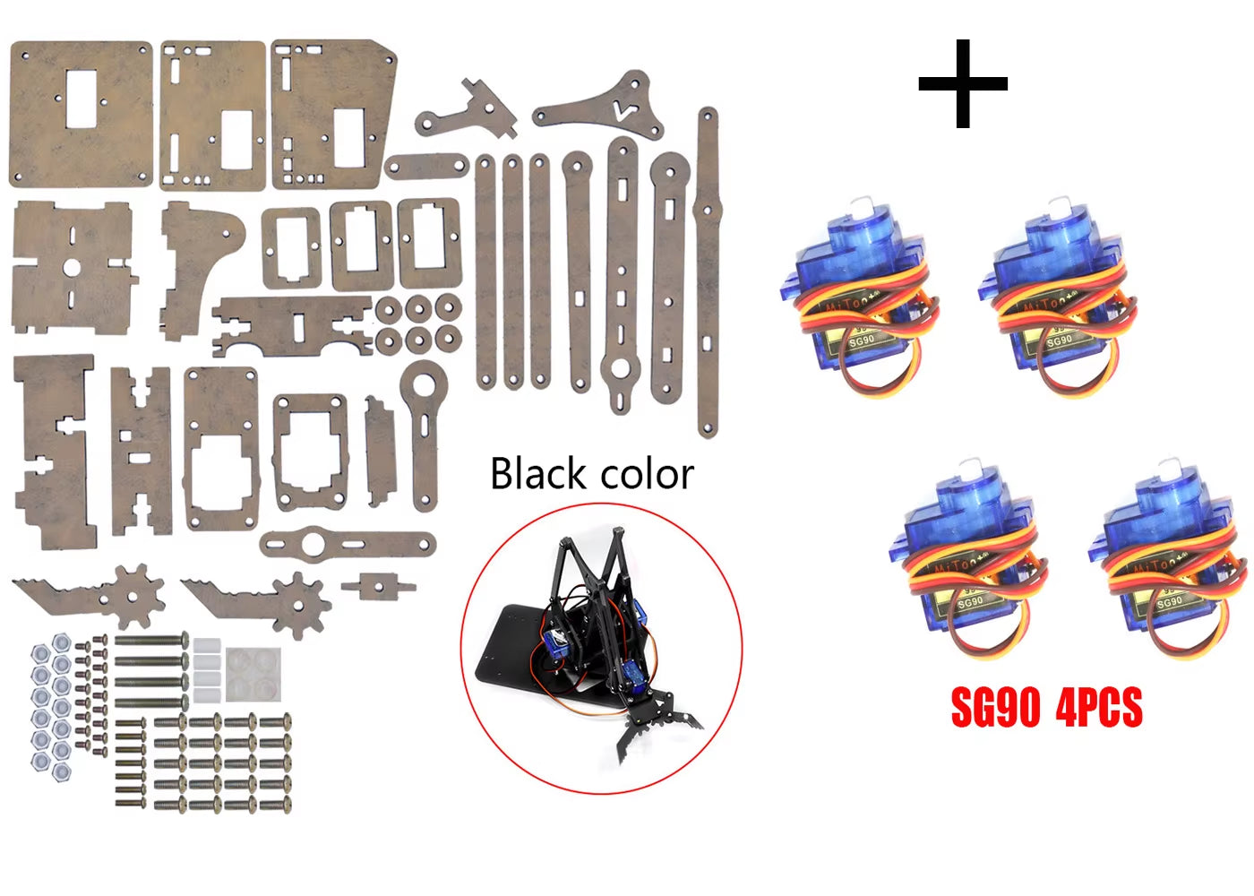 SG90 MG90S 4 Dof Unassembly Acrylic Mechanical Robot Manipulator Claw Kit for Arduino Robot Arm STEAM Kit Programming Robot Arm