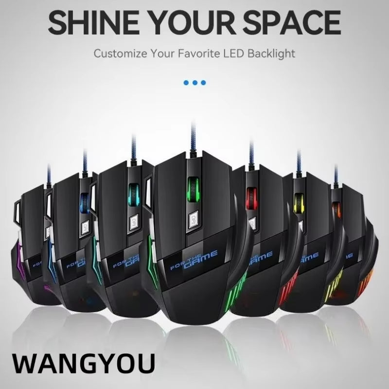 Wired Mouse with Colorful Breathing Light Suitable for Notebook Desktop Computer E-Sports Game Computer Mouse